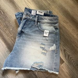 Distressed jean shorts